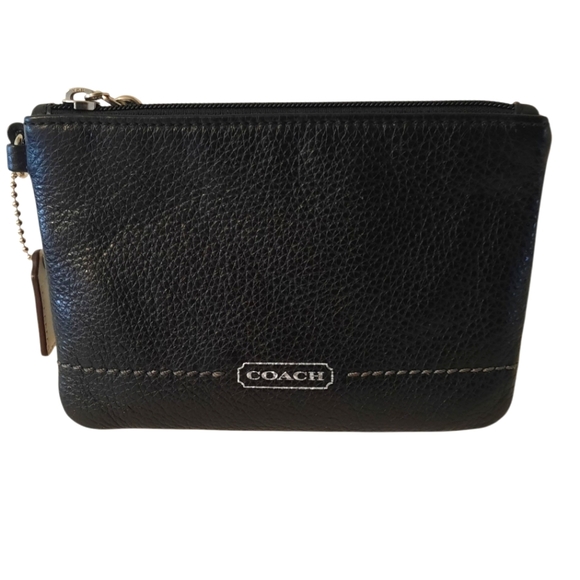 COACH F50078 Campbell Small Leather Wristlet w/Zipper Closure Black - Picture 1 of 8